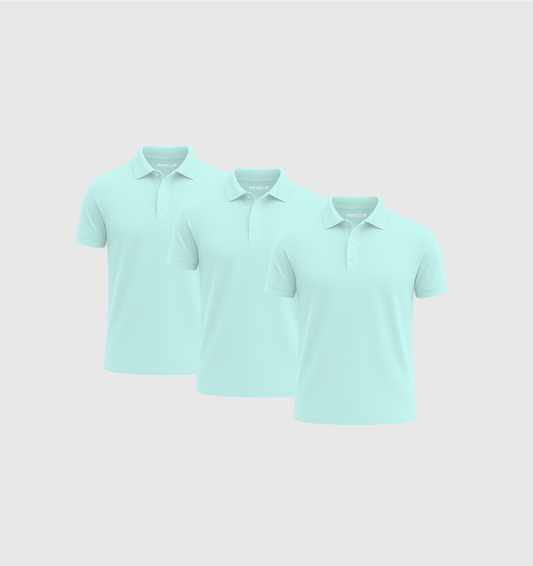 Pack de 3 Polo - Bleu turquoise