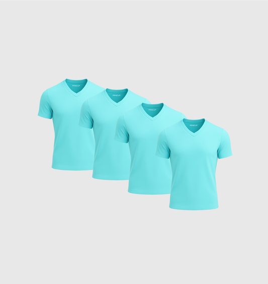 Pack de 4 Col V - Bleu turquoise